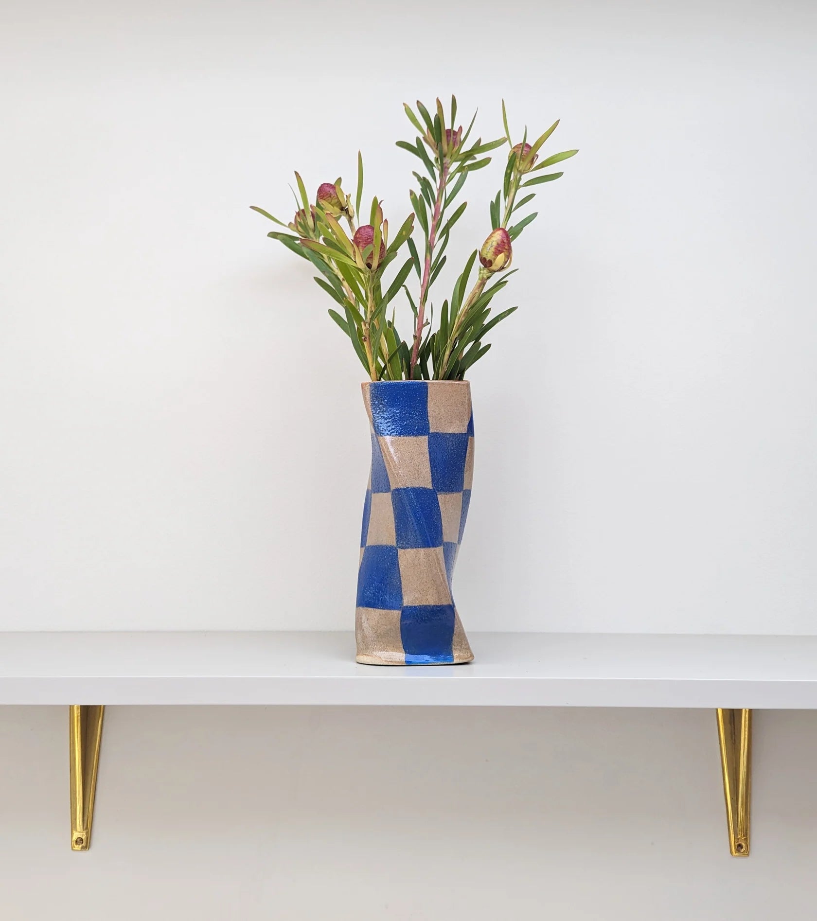 ROSIE GORE - Blue Check Twist Vase